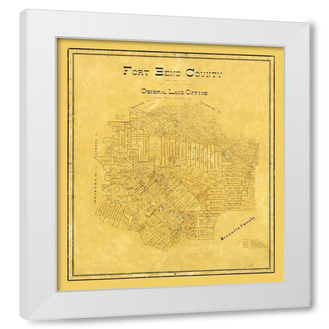 Fort Bend County Texas - 1892 White Modern Wood Framed Art Print by Unknown