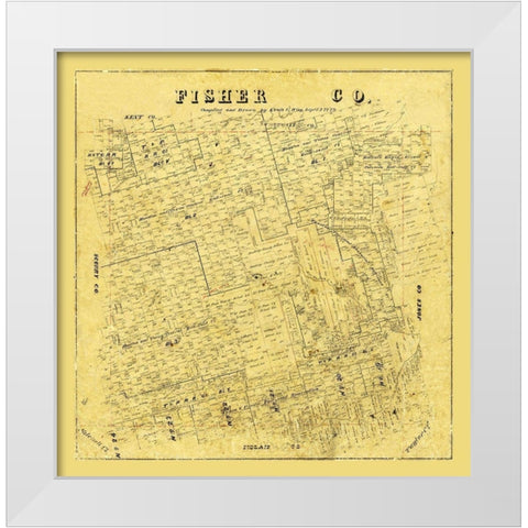 Fisher County Texas - Wise 1879 White Modern Wood Framed Art Print by Wise