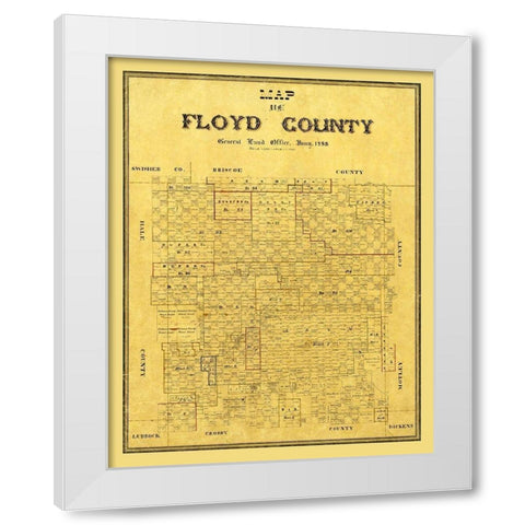 Floyd County Texas - 1888 White Modern Wood Framed Art Print by Unknown