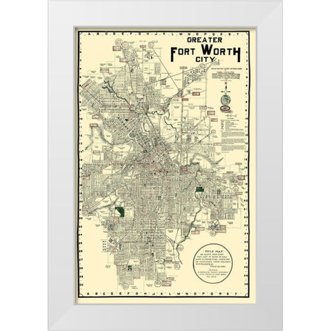 Fort Worth Texas - Rogers 1920 White Modern Wood Framed Art Print by Rogers