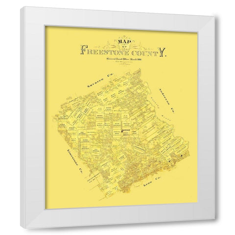 Freestone County Texas - Blau 1888 White Modern Wood Framed Art Print by Blau