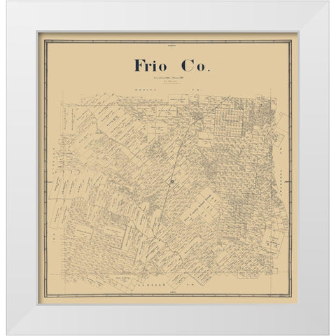 Frio County Texas - Beaumont 1893  White Modern Wood Framed Art Print by Beaumont