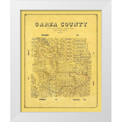 Garza County Texas - Groos 1889 White Modern Wood Framed Art Print by Groos