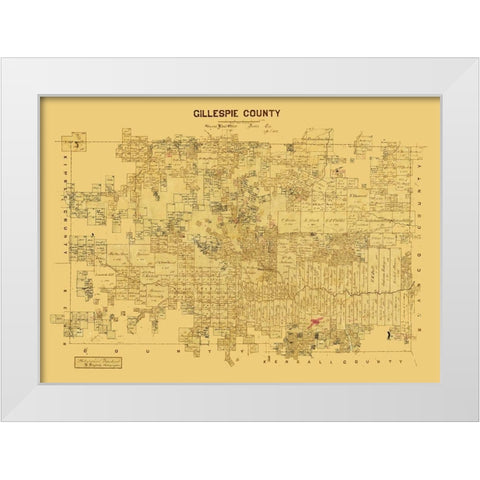 Gillespie County Texas -1873 White Modern Wood Framed Art Print by Unknown