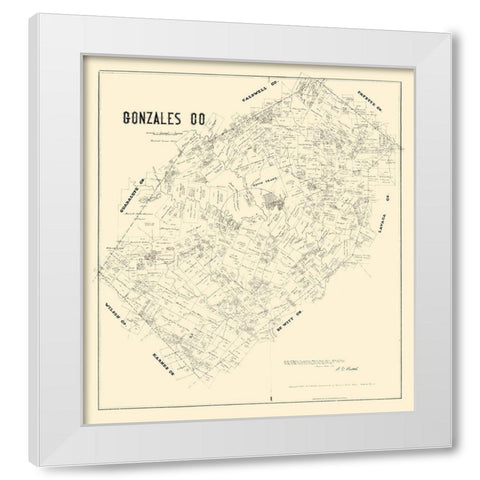 Gonzales County Texas - Walsh 1880 White Modern Wood Framed Art Print by Walsh