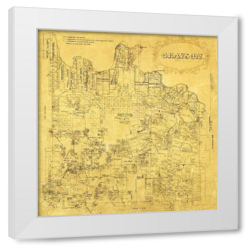 Grayson County Texas - 1853 White Modern Wood Framed Art Print by Unknown