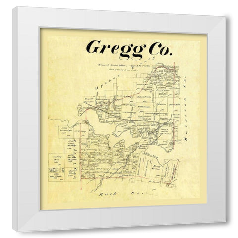 Gregg County Texas - Cousins 1874 White Modern Wood Framed Art Print by Cousins