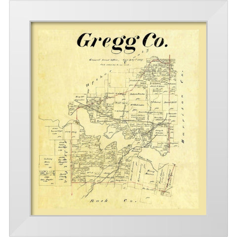 Gregg County Texas - Cousins 1874 White Modern Wood Framed Art Print by Cousins