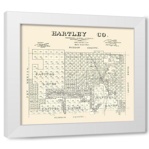 Hartley County Texas - McGaughey 1882 White Modern Wood Framed Art Print by McGaughey