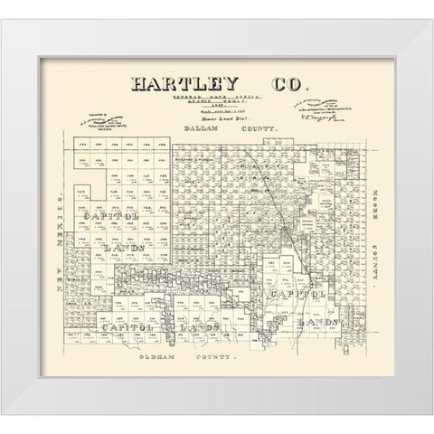 Hartley County Texas - McGaughey 1882 White Modern Wood Framed Art Print by McGaughey