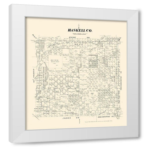 Haskell County Texas - Walsh 1879 White Modern Wood Framed Art Print by Walsh