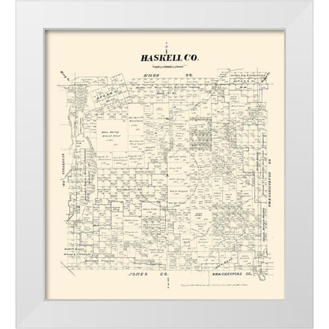 Haskell County Texas - Walsh 1879 White Modern Wood Framed Art Print by Walsh
