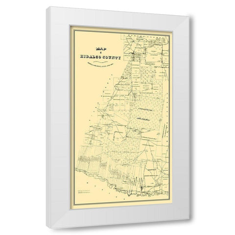 Hidalgo Texas - Land Office 1880 White Modern Wood Framed Art Print by Land Office