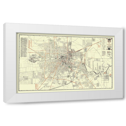 Houston Texas - Jones 1930 White Modern Wood Framed Art Print by Jones