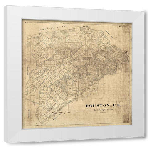 Houston County Texas -1896 White Modern Wood Framed Art Print by Unknown