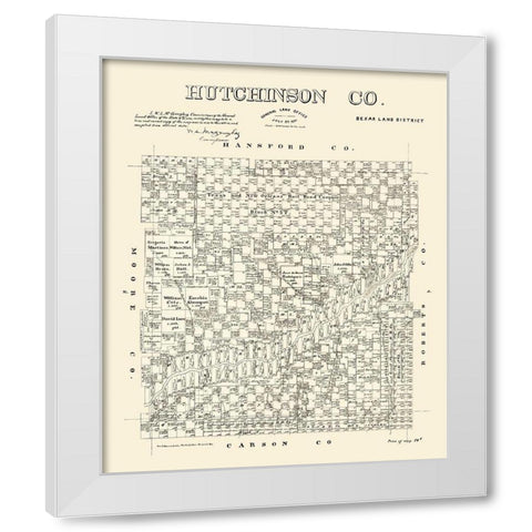 Hutchinson County Texas - McGaughey 1891 White Modern Wood Framed Art Print by McGaughey
