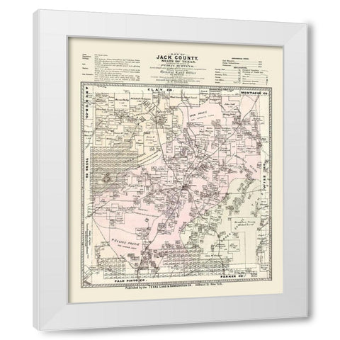 Jack County Texas - Roessler 1876 White Modern Wood Framed Art Print by Roessler