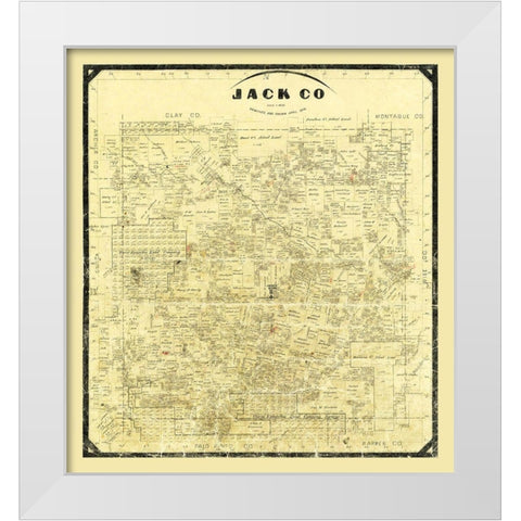 Jack County Texas - Wise 1878 White Modern Wood Framed Art Print by Wise