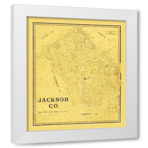 Jackson County Texas - 1867 White Modern Wood Framed Art Print by Unknown
