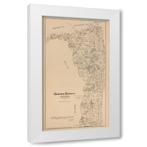 Jasper County Texas - Walsh 1879 White Modern Wood Framed Art Print by Walsh