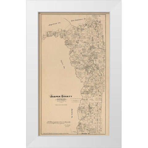 Jasper County Texas - Walsh 1879 White Modern Wood Framed Art Print by Walsh