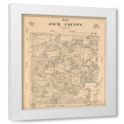 Jack County Texas - Baker 1896  White Modern Wood Framed Art Print by Baker