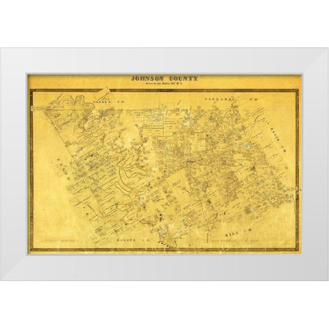 Johnson County Texas - Martin 1857  White Modern Wood Framed Art Print by Martin