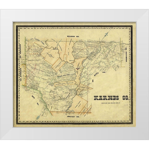 Karnes County Texas - Arlitt 1870  White Modern Wood Framed Art Print by Arlitt