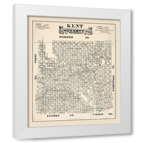 Kent County Texas - Hall 1888  White Modern Wood Framed Art Print by Hall