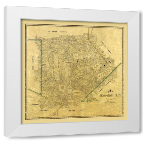 Kendall County Texas - Rosenberg 1879  White Modern Wood Framed Art Print by Rosenberg