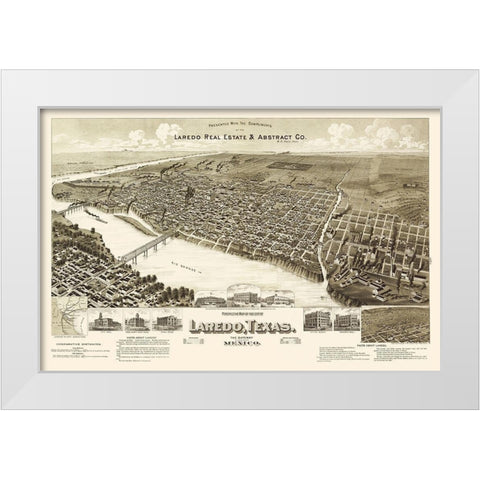 Laredo Texas - American Pub Co 1892 White Modern Wood Framed Art Print by American Pub Co