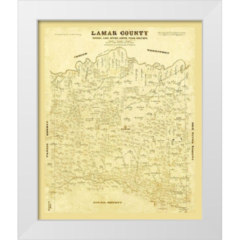 Lamar County Texas - Lucas 1873  White Modern Wood Framed Art Print by Lucas