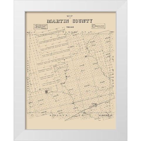 Martin County Texas - Abrams 1894  White Modern Wood Framed Art Print by Abrams