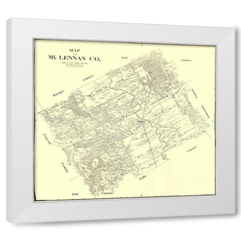 Mclennan Texas Landowner - Land Office 1896 White Modern Wood Framed Art Print by Land Office