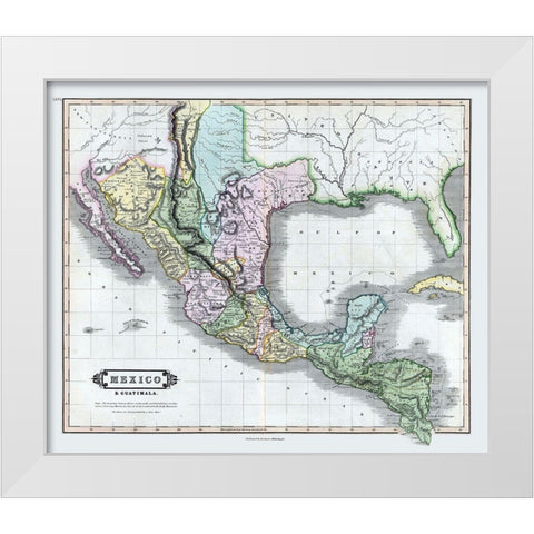 Mexico - Guatemala - Lizars 1833 White Modern Wood Framed Art Print by Lizars