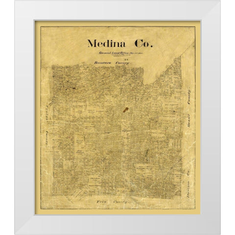 Medina County Texas - Rowe 1895  White Modern Wood Framed Art Print by Rowe