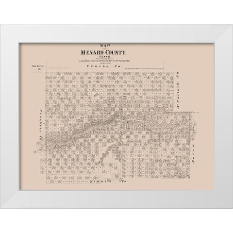 Menard County Texas - Walsh 1879  White Modern Wood Framed Art Print by Walsh