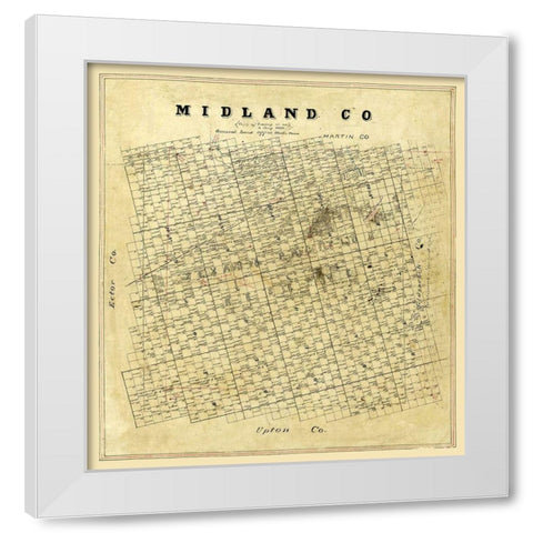 Midland County Texas -1896 White Modern Wood Framed Art Print by Unknown