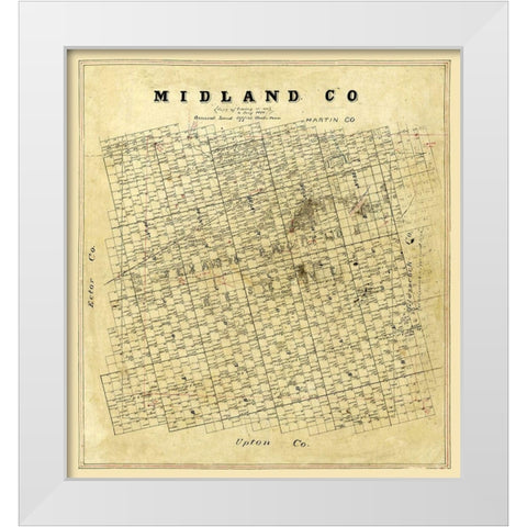 Midland County Texas -1896 White Modern Wood Framed Art Print by Unknown