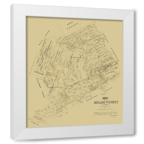 Milam County Texas - Walsh 1879  White Modern Wood Framed Art Print by Walsh