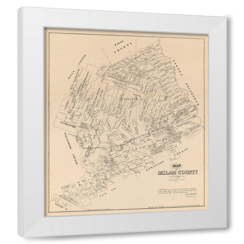 Milam County Texas - Walsh 1879  White Modern Wood Framed Art Print by Walsh