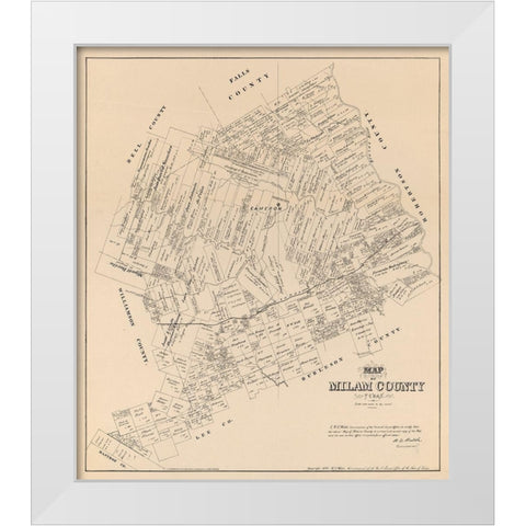 Milam County Texas - Walsh 1879  White Modern Wood Framed Art Print by Walsh