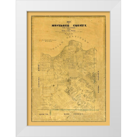 Montague County Texas - Rosenberg 1858  White Modern Wood Framed Art Print by Rosenberg