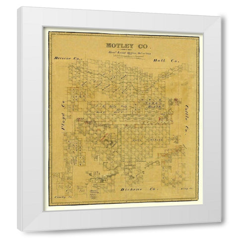 Motley County Texas - Matthews 1879  White Modern Wood Framed Art Print by Matthews