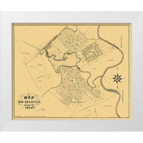 New Braunfels Texas Landowner - Groos 1868 White Modern Wood Framed Art Print by Groos