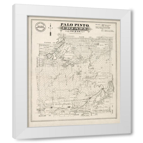 Palo Pinto County Texas - Gast 1880  White Modern Wood Framed Art Print by Gast