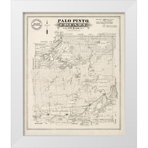 Palo Pinto County Texas - Gast 1880  White Modern Wood Framed Art Print by Gast
