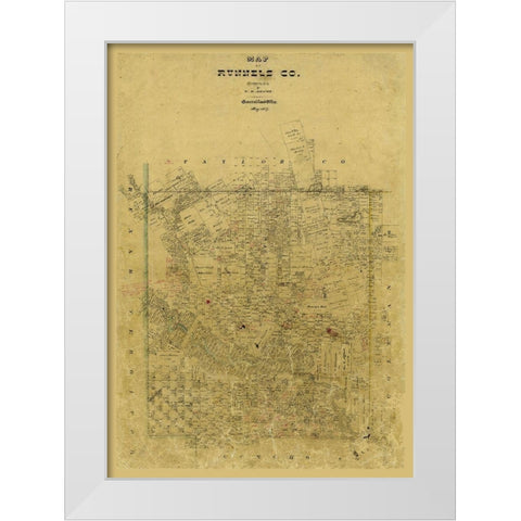 Runnels County Texas - Brown 1867  White Modern Wood Framed Art Print by Brown