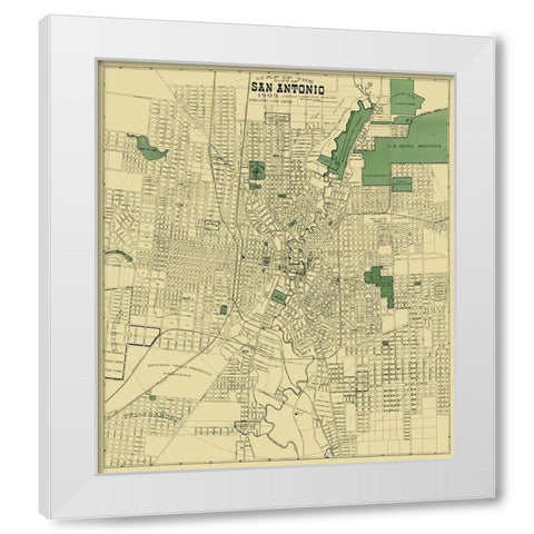 San Antonio Texas - Rullman 1909 White Modern Wood Framed Art Print by Rullman