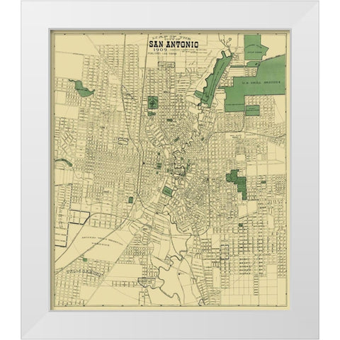 San Antonio Texas - Rullman 1909 White Modern Wood Framed Art Print by Rullman